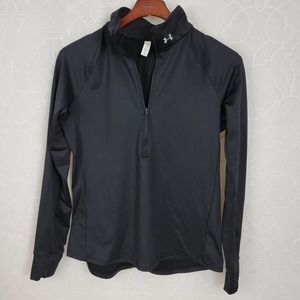 Under Armour Womens Sweatshirt Size L Black ColdGear 1/2 Zip Activewear Pullover